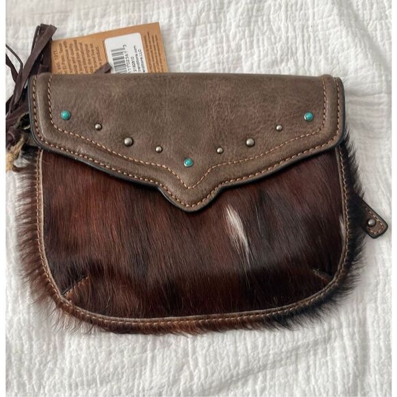 Tony Lama Western Brindle Cowhide Hair Wristlet Wallet NEW NWT - Picture 1 of 5